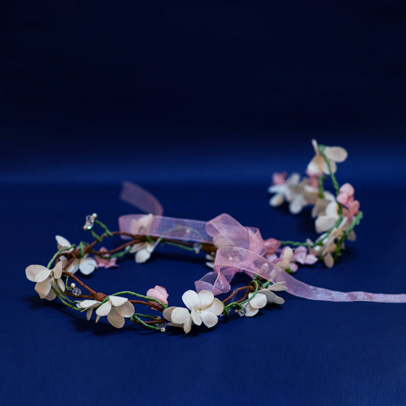Floral headband with a bow 
