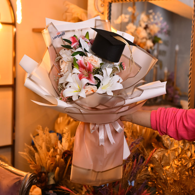 Artificial Pink and white Lilies.Artificiial Semon Flower.Artificial Semon carnation and Natural gypsophila 