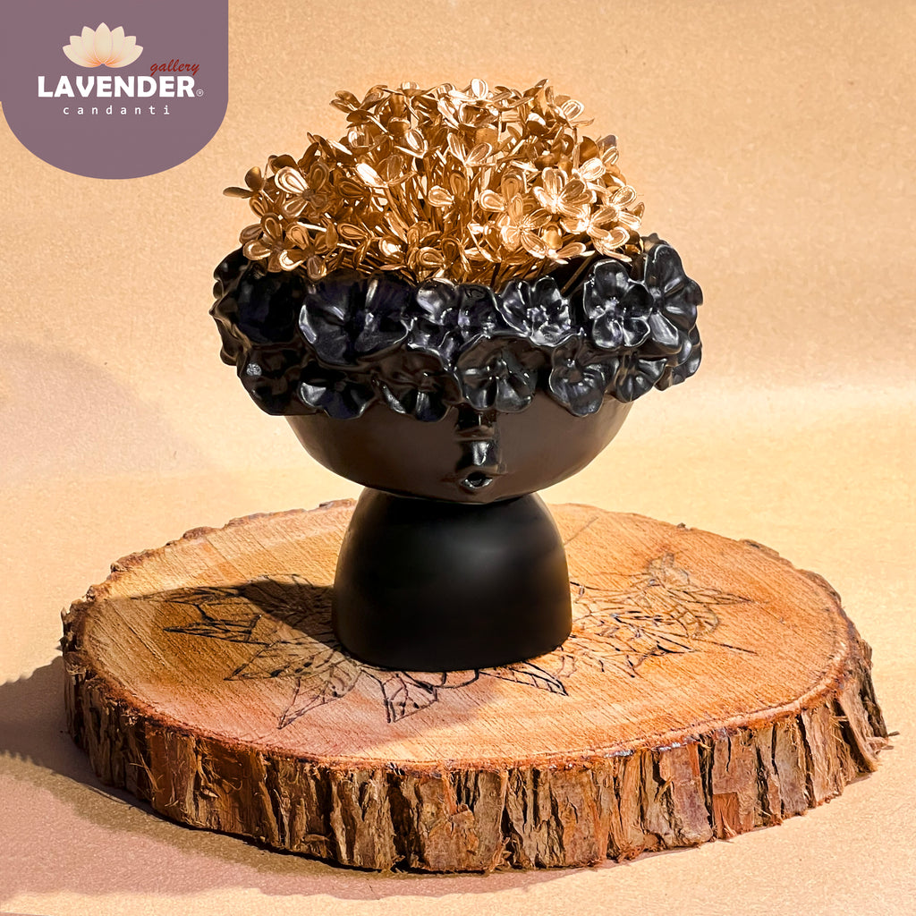 Decorative lamp with gold and black floral 