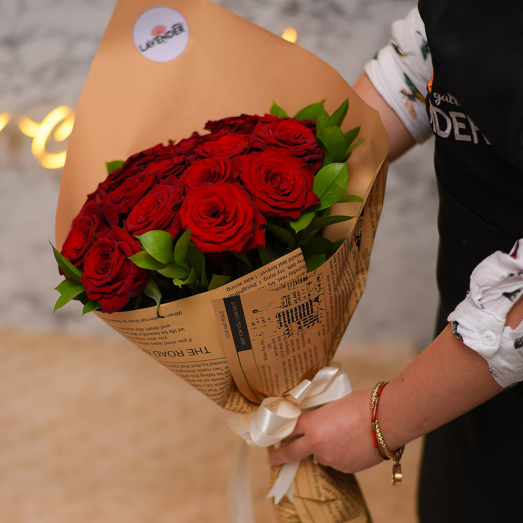Natural red flower and Natural green leaves